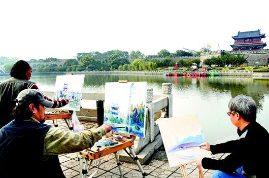 深圳油画家在荆州采风创作