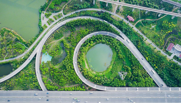 航拍戴家湖公园 武汉青山的一块“绿肺”