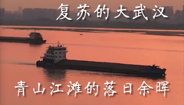 复苏的大武汉——青山江滩的落日余晖